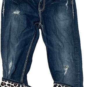 Aiko Blue Ankle Cropped Jeans with Distressed Details silver jeans co